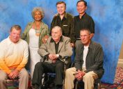 Nichelle Nichols, Walter Koenig, George Takei, William Shatner, James Doohan, and Leonard Nimoy at the James Doohan Farewell Star Trek Tribute in 2004