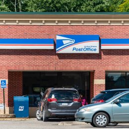 cars outside of post office