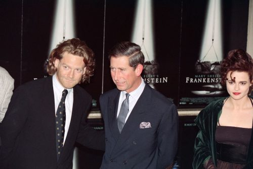 Kenneth Branagh, Prince Charles, and Helena Bonham Carter at the premiere of "Mary Shelley's Frankenstein" in 1994