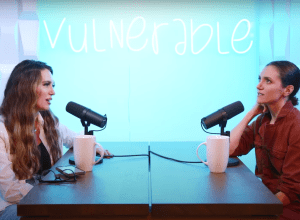 Christy Carlson Romano and Alyson Stoner recording Romano's podcast "Vulnerable"