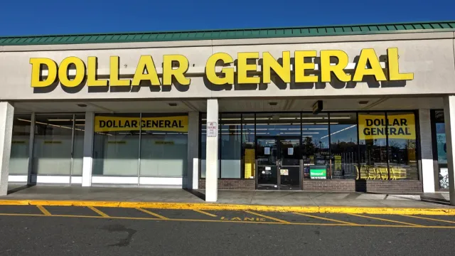 HDR image, Dollar General discount retailer storefront – Revere, Massachusetts USA – November 23, 2017