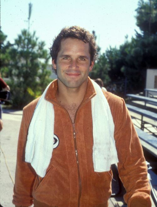 Gregory Harrison filming "Battle of the Network Stars" in 1981
