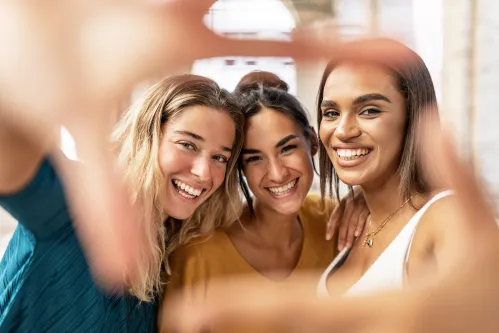 three girl friends taking a selfie