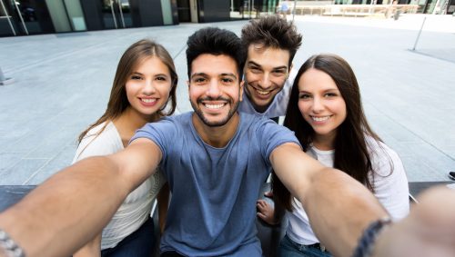 four friends taking a selfie