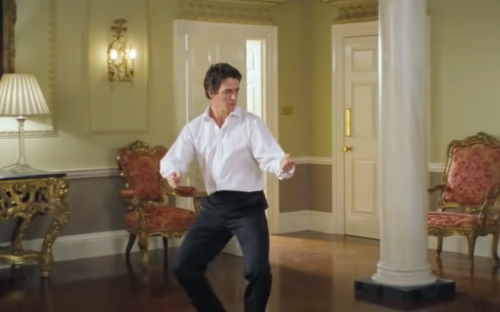 Hugh Grant dancing in "Love Actually"