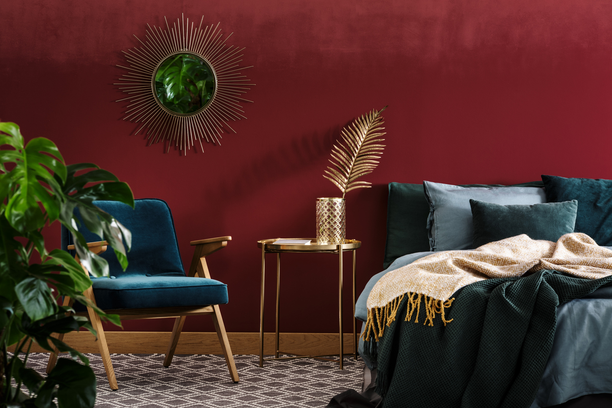 maroon living room