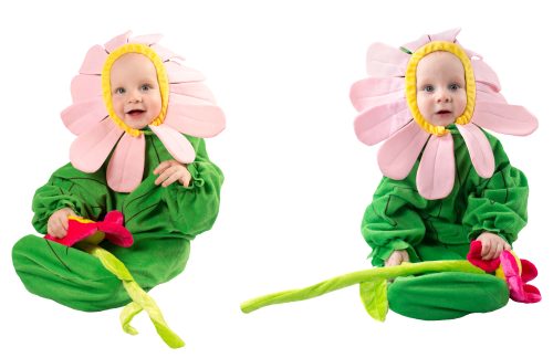 baby girls dressed up in flower costumes