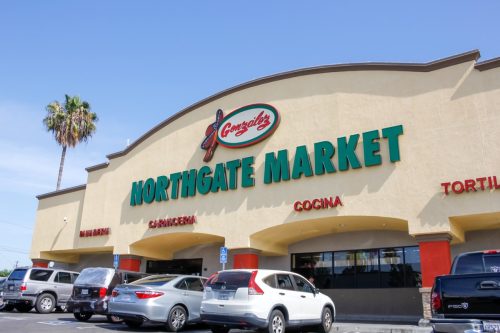 San Pedro, California/United States - 07/28/2019: A store front sign for the Mexican grocery store known as Northgate Gonzalez Markets