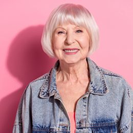 older woman with bangs