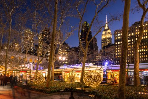 New York City, NY in Bryant Park during the Holidays