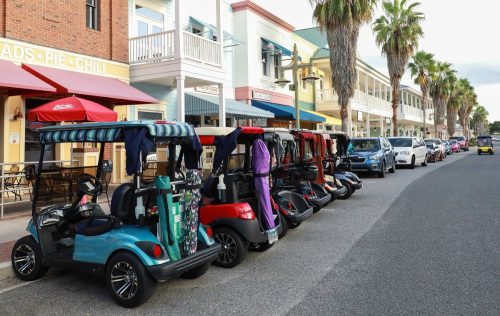 golf carts parked at the villages florida