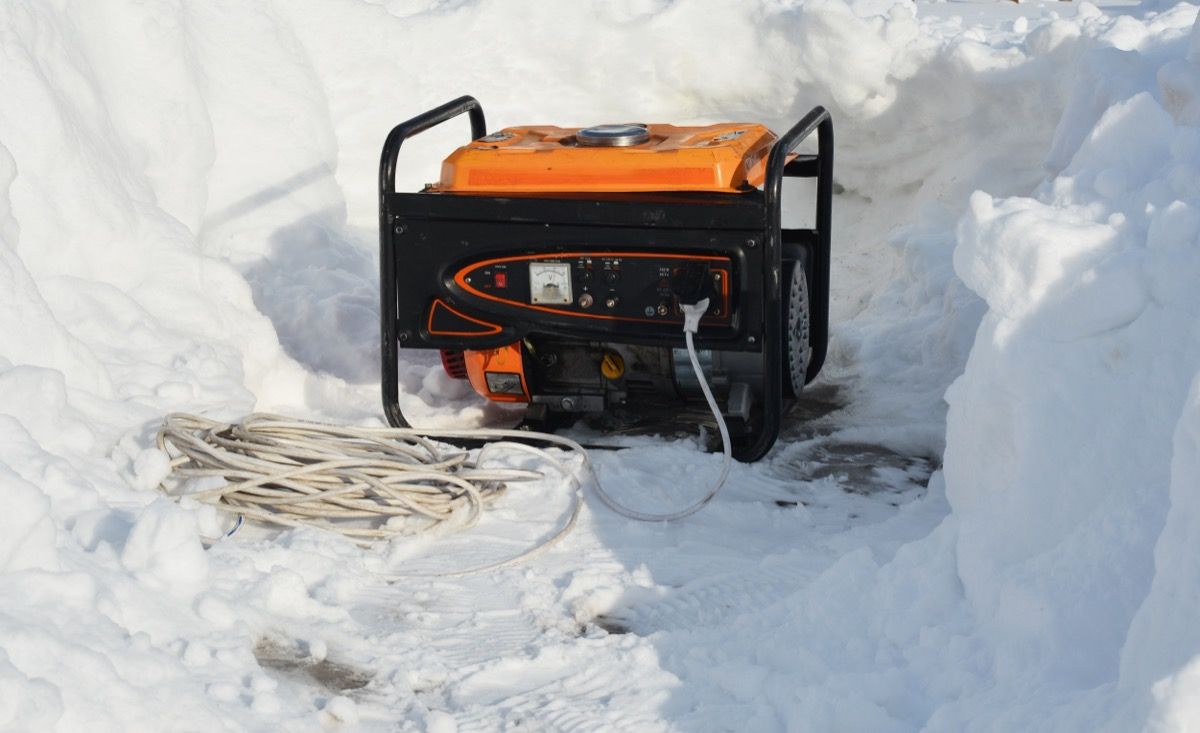 portable generator in the snow