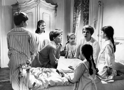 Julie Andrews and the von Trapp children in "The Sound of Music"