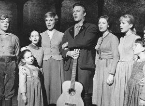 Julie Andrews, Christopher Plummer, and the von Trapp children in "The Sound of Music"