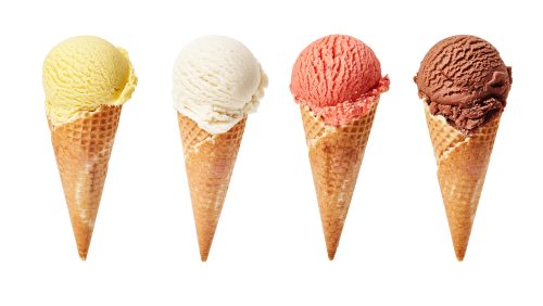 different flavor ice cream cones