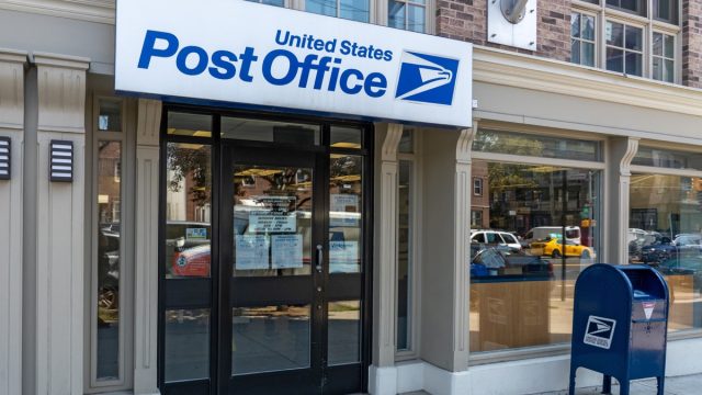 The exterior of a United States Postal Service (USPS) post office in Long Island City is seen on August 17, 2020  in Queens Borough of New York City.