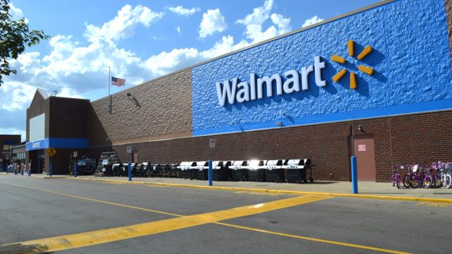 Walmart storefront. Walmart Inc. is American retail corporation operates a chain of hypermarkets, discount department and grocery stores.