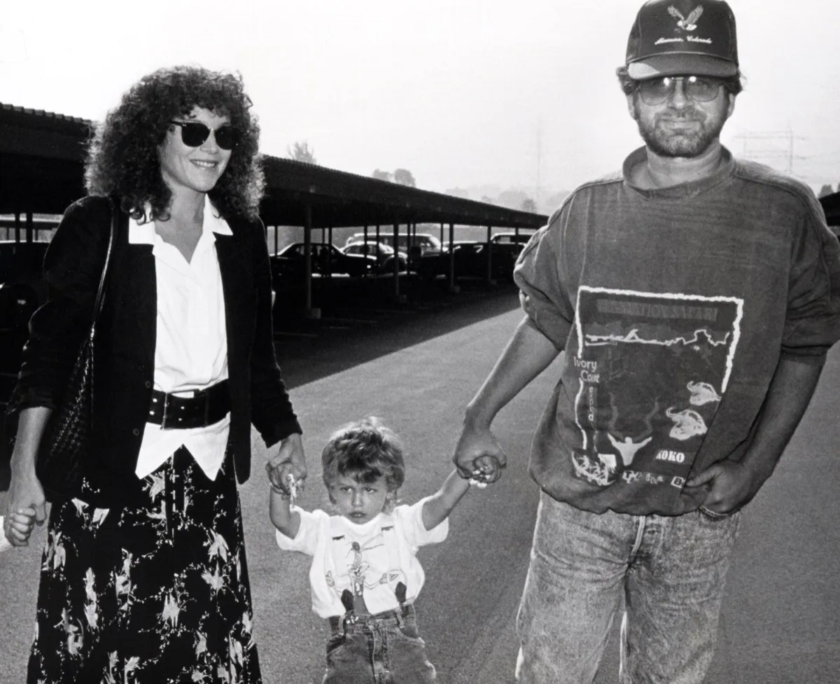 Amy Irving, Max Spielberg, and Steven Spielberg in 1988