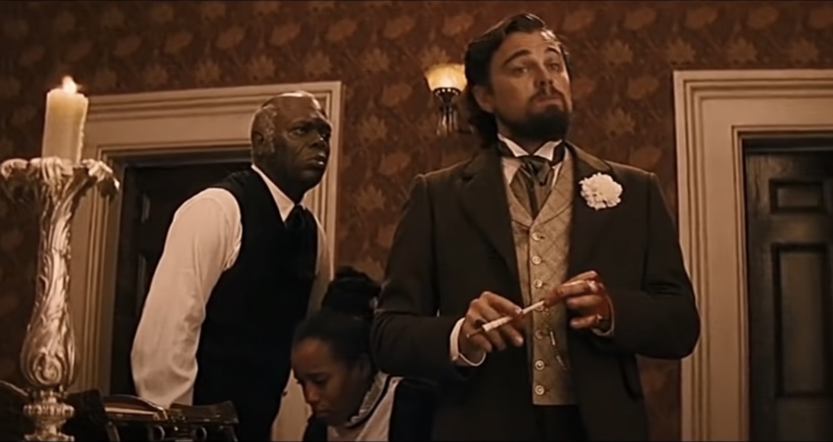 Samuel L. Jackson, Kerry Washington, and Leonardo DiCaprio in Django Unchained