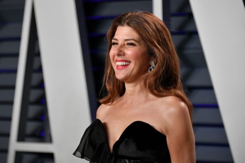 Maria Tomei at the Oscars wearing a black dress. 