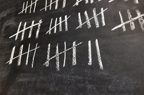 tallies drawn on a chalkboard