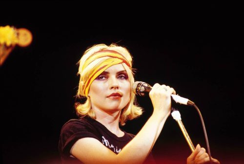 Debbie Harry performing with Blondie in the UK circa 1980