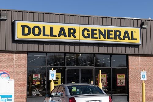 The storefront of a Dollar General location