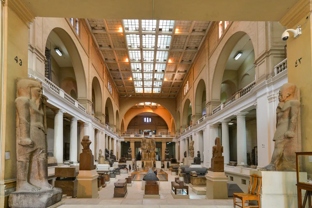 An interior shot of the Egyptian Antiquities Museum in Cairo