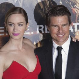 Emily Blunt and Tom Cruise at the premiere of "Edge of Tomorrow" in 2014
