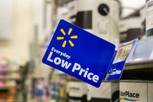 Walmart's "Everyday low price" tagline posted inside one of their stores located in south San Francisco bay area