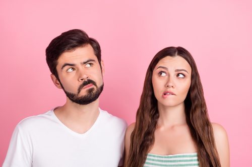 couple looking intimidated over a difficult tongue twister