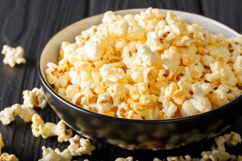 salted popcorn in bowl