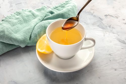 Tea with lemon and honey.