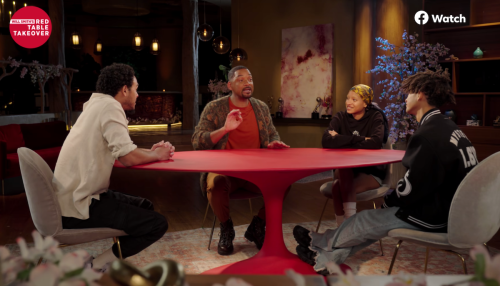 Trey Smith, Will Smith, Willow Smith, and Jaden Smith on "Red Table Talk" in December 2022