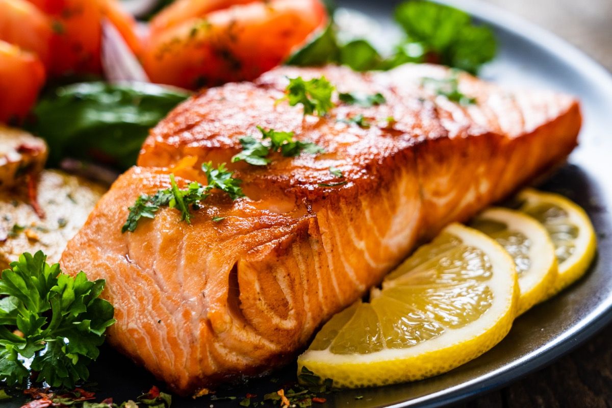 Salmon fillet.