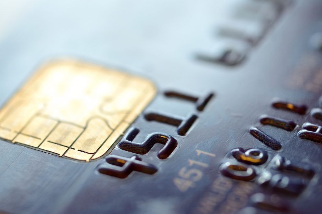 A close up of a credit card