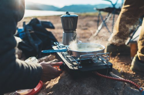 Camping stove used on the mountains. 