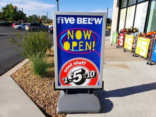 five below sign outside the store