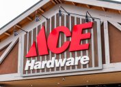 A storefront sign at Ace Hardware