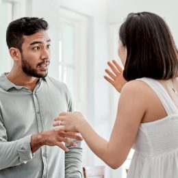Shot of a young couple having an argument at home