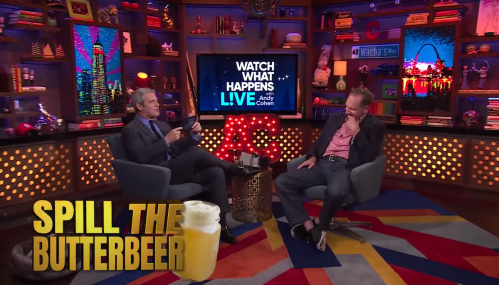 Andy Cohen and Ralph Fiennes on "Watch What Happens Live" in November 2022