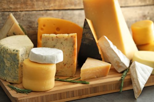 Different types of cheeses.
