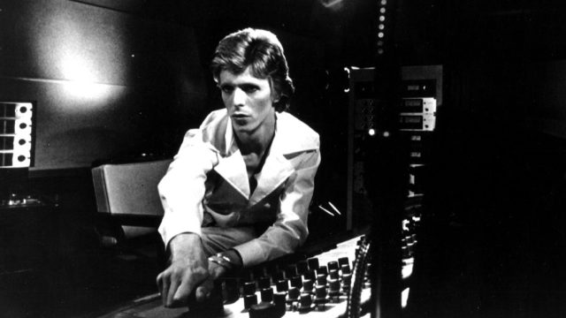 David Bowie in the recording studio in 1974