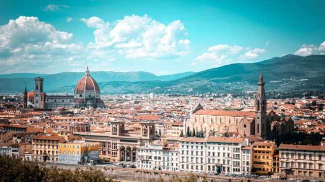 stunning view of Florence Italy and mountains that overlook city