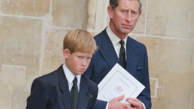 Charles And Harry At Diana's Funeral