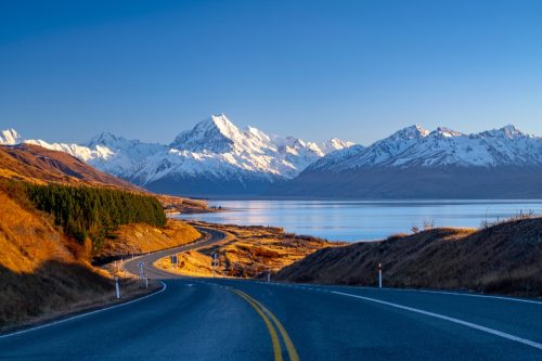 Scenic winding road in New Zealand. 