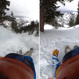 Terrifying Moment Snowboarder Frantically Swims Through Avalanche to Stop Himself From Being Buried Alive