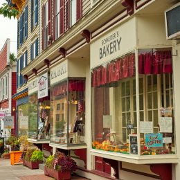 Old-time storefronts in Cooperstown, New York.