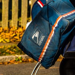 close up of usps postal carrier's satchel