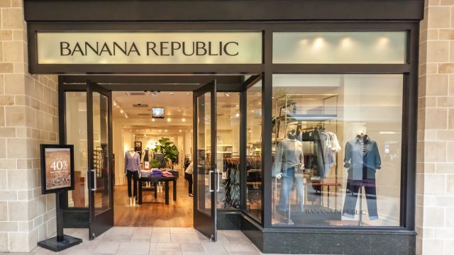 Banana Republic storefront in Bayview Village Shopping Centre. Banana Republic is a retailer operated by Gap, an American clothing and accessories retailer.